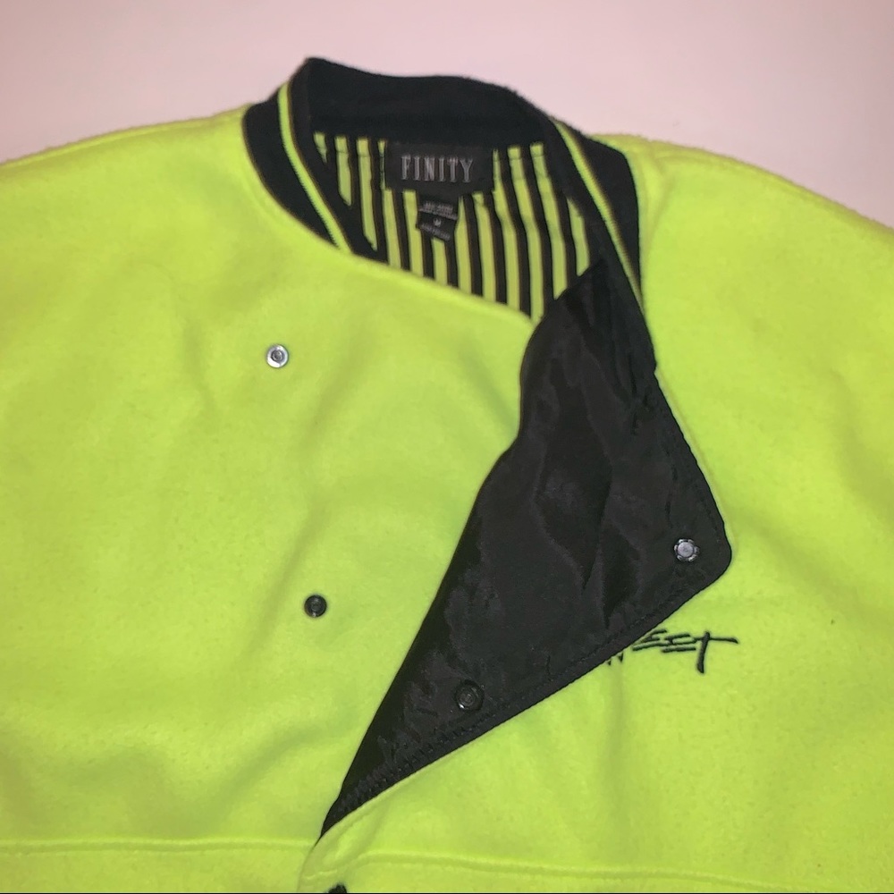 v i n t a g e :: Electric Fleece Bomber Jacket Rare 80s Neon Yellow - Picture 4 of 13